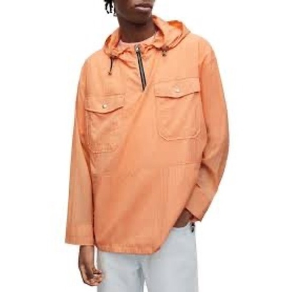 AllSaints Loco Jacket Peached Orange Mens Medium Shower Resistant Anorak NWT